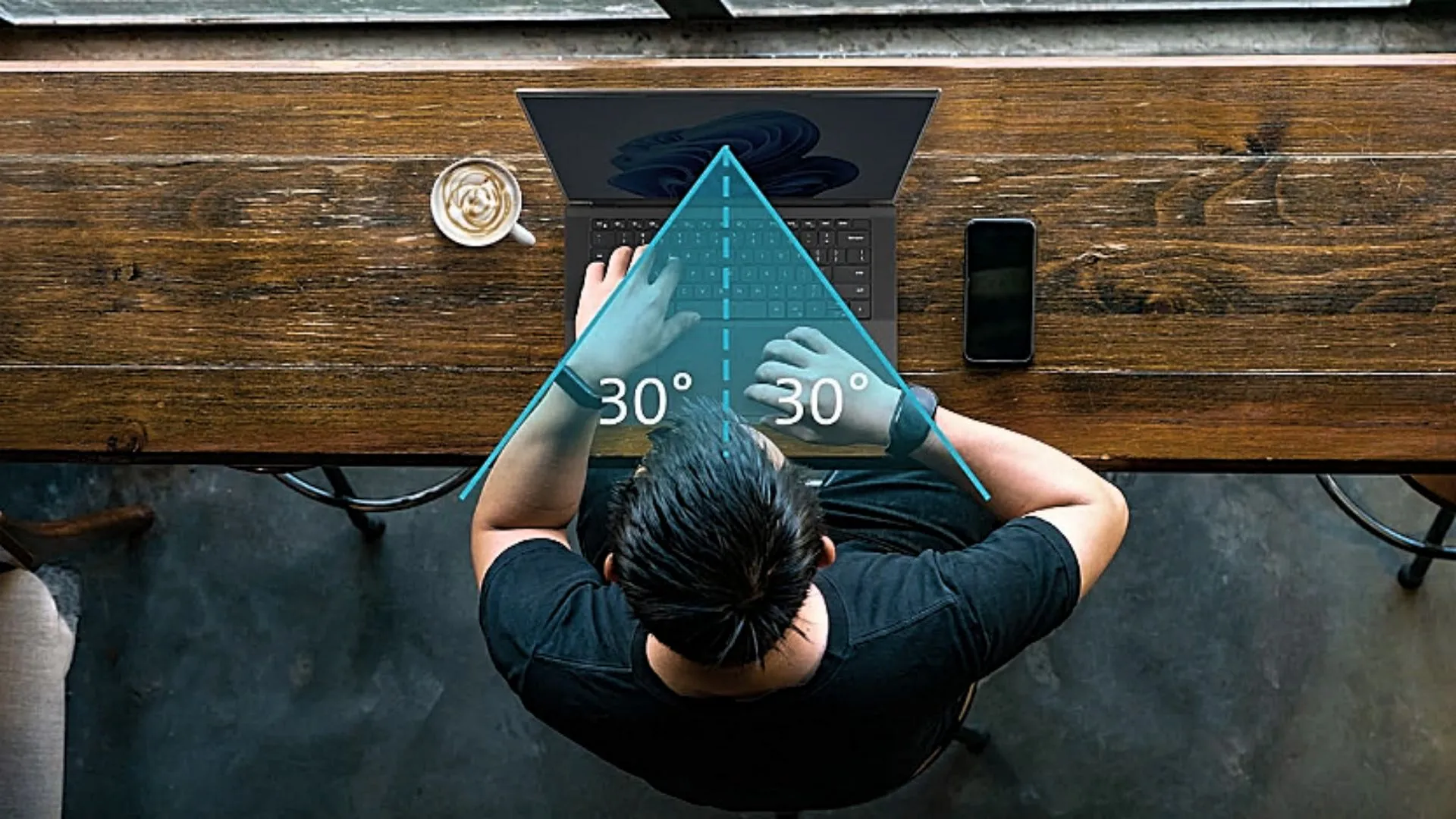 Minh họa góc nhìn hạn chế của tấm che màn hình Kensington MagPro Magnetic Privacy Screen, tăng cường bảo mật thông tin