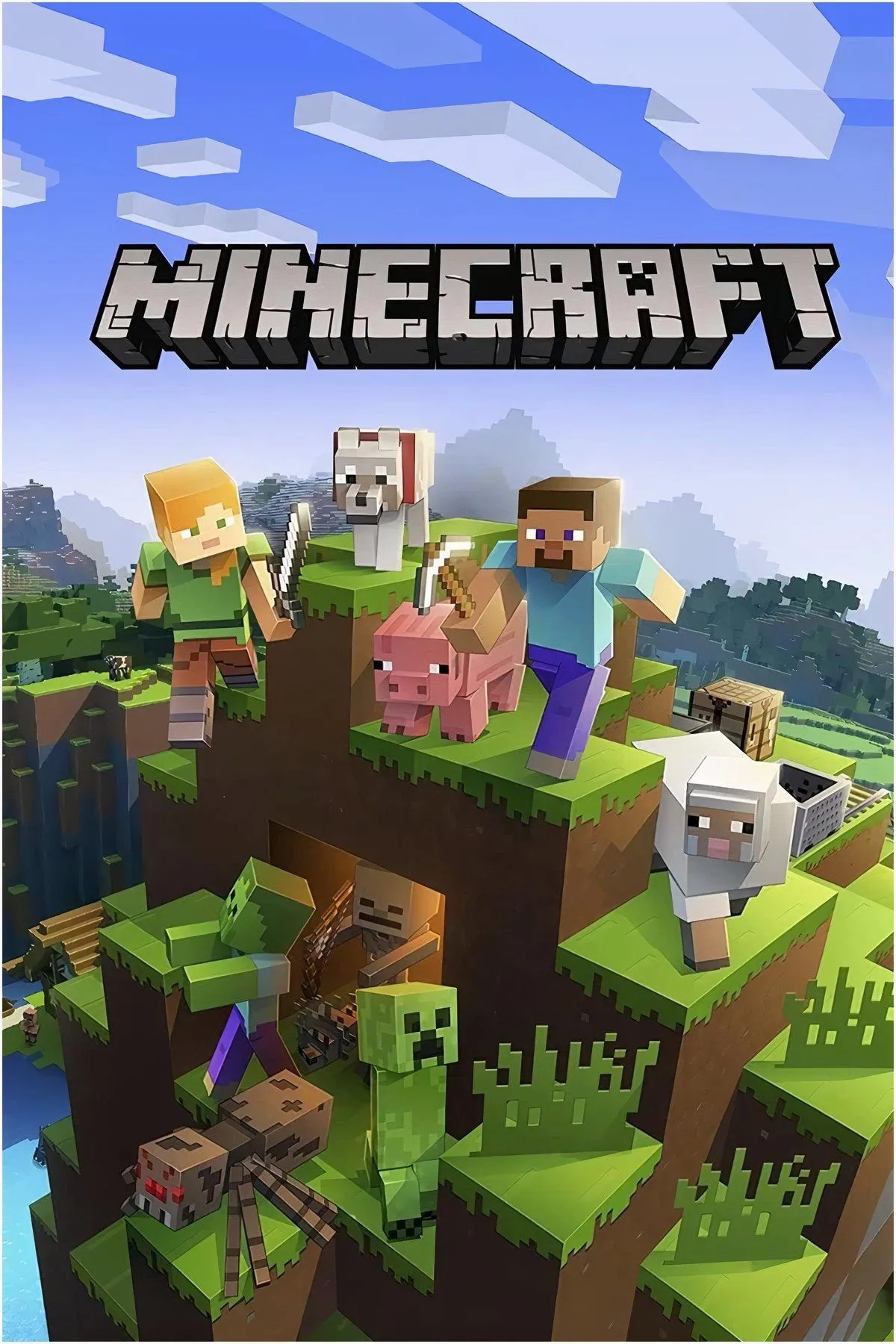 Một căn cứ lớn được xây dựng bằng khối trong game Minecraft, thể hiện sự tự do sáng tạo