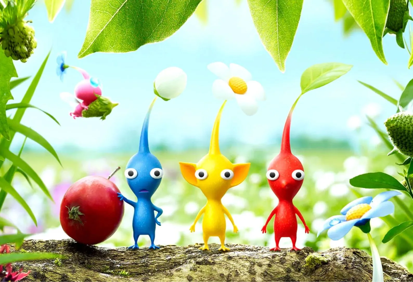 Một chú Pikmin màu vàng đứng trên cành cây, tượng trưng cho game Pikmin Bloom và khả năng trở lại trên Switch 2.