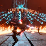 Nữ chiến binh Selene né tránh đạn trong game Returnal trên PlayStation 5