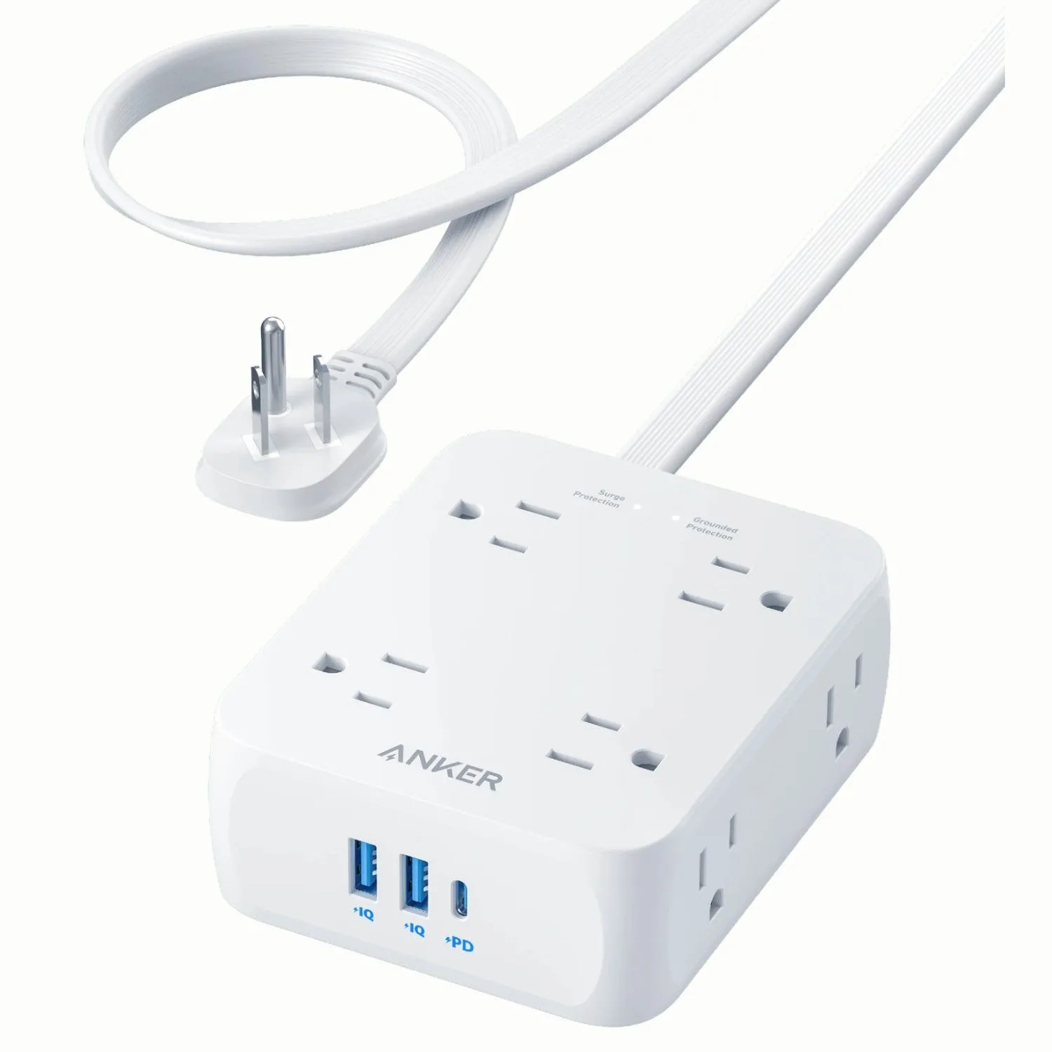 Ổ cắm điện Anker 341 USB Power Strip với thiết kế nhỏ gọn và các cổng sạc đa năng AC, USB-A, USB-C