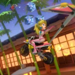 Peach đua trên đường Ninja Hideaway trong Mario Kart 8 Deluxe