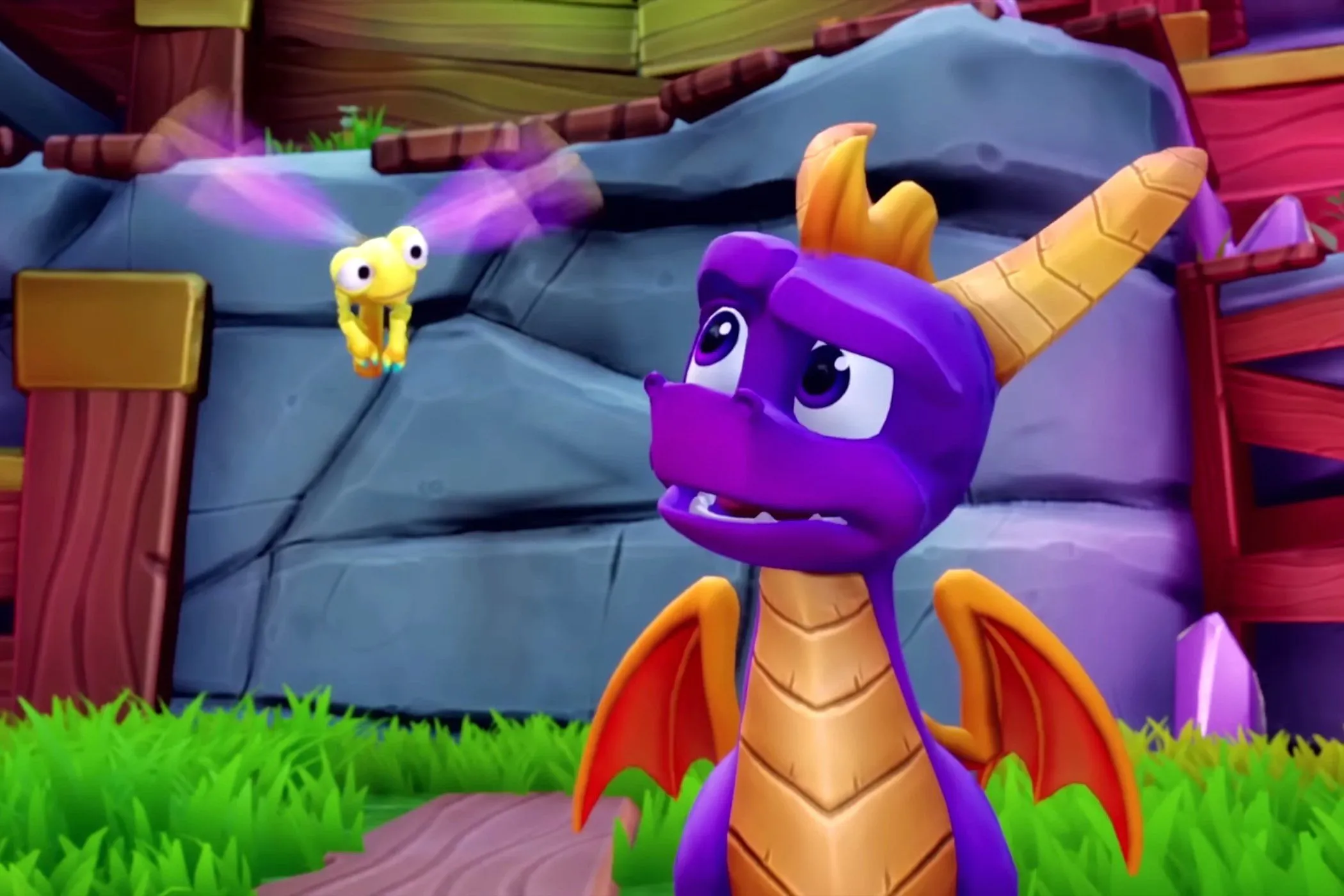 Rồng Spyro và Sparks trong Spyro Reignited Trilogy, đại diện cho thể loại platformer 3D cổ điển.