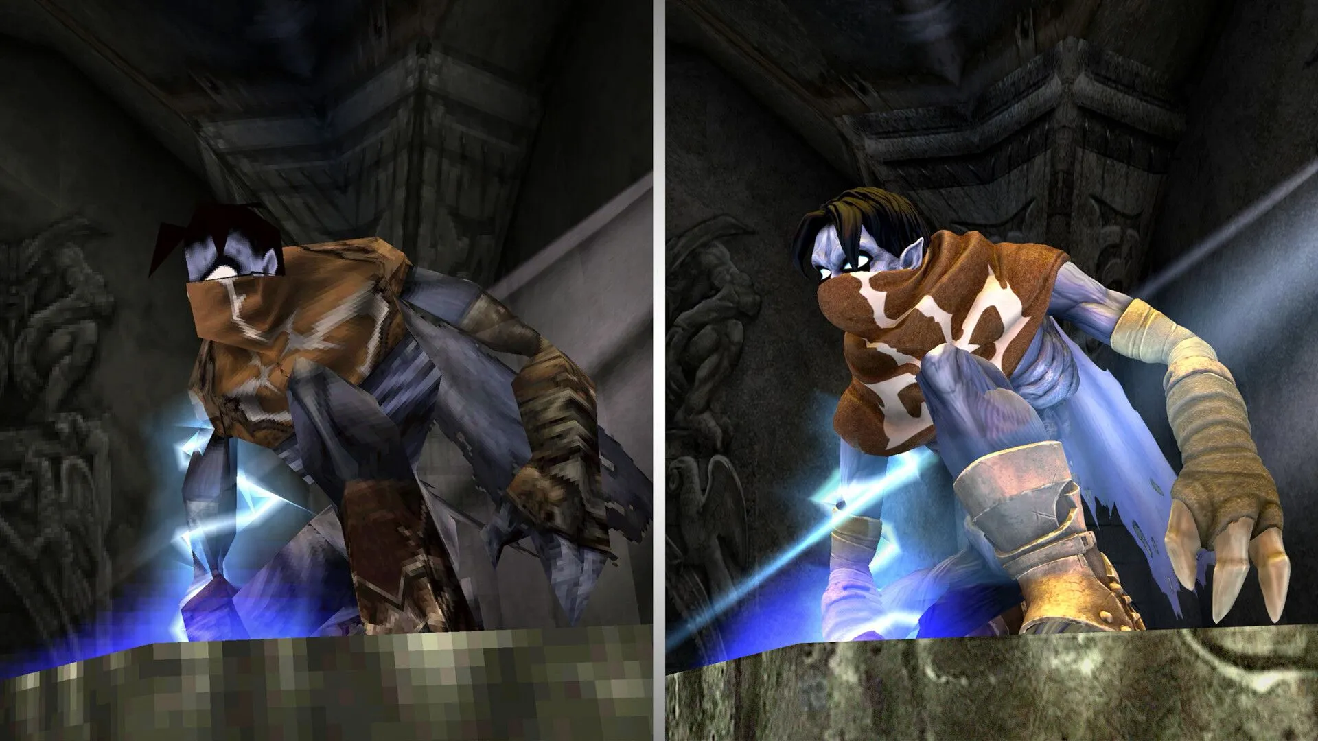 So sánh đồ họa hai phiên bản PS1 và Remastered của game The Legacy of Kain: Soul Reaver.
