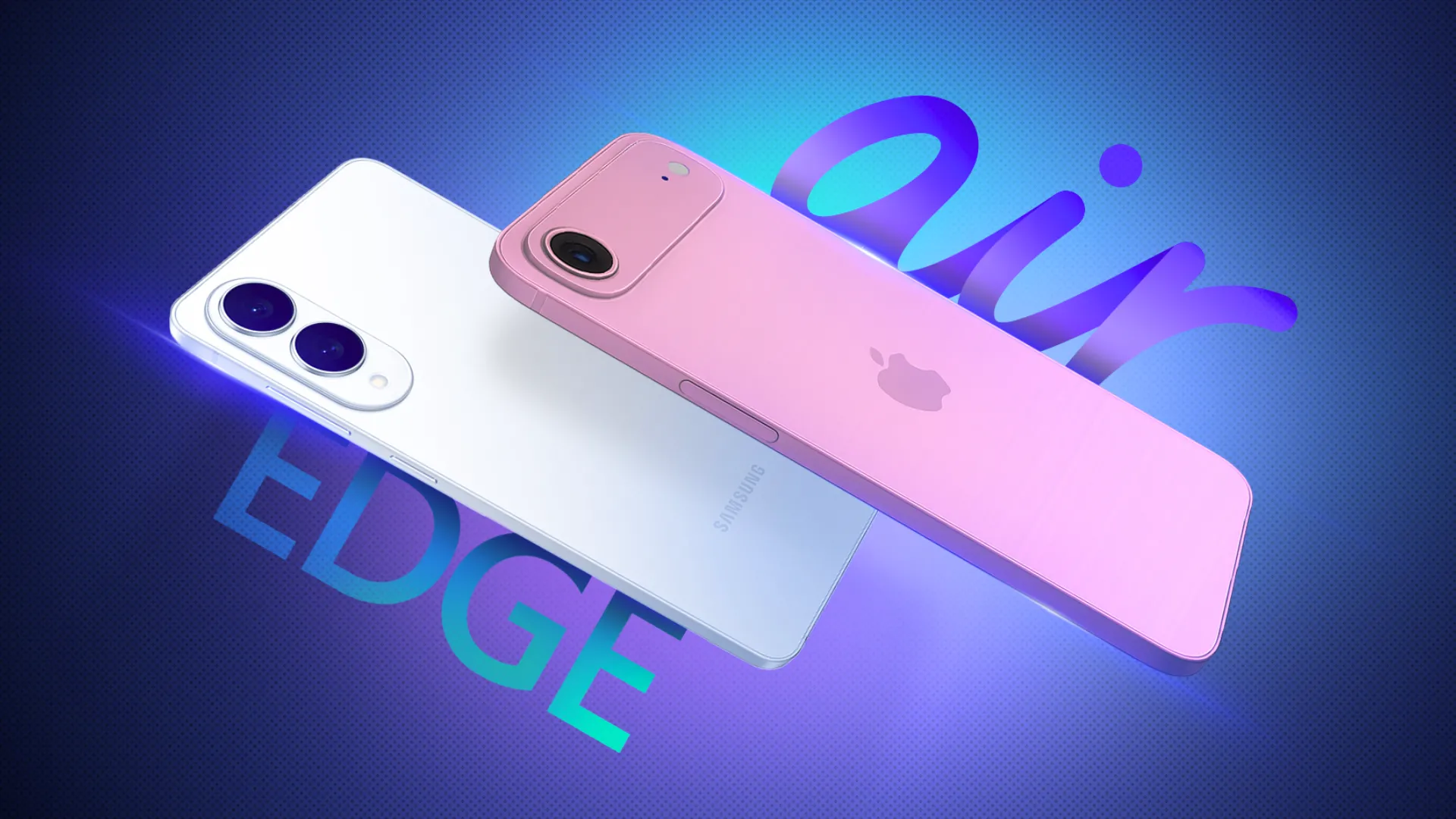 So sánh kích thước giữa iPhone 17 Air và Galaxy S25 Edge trên nền gradient