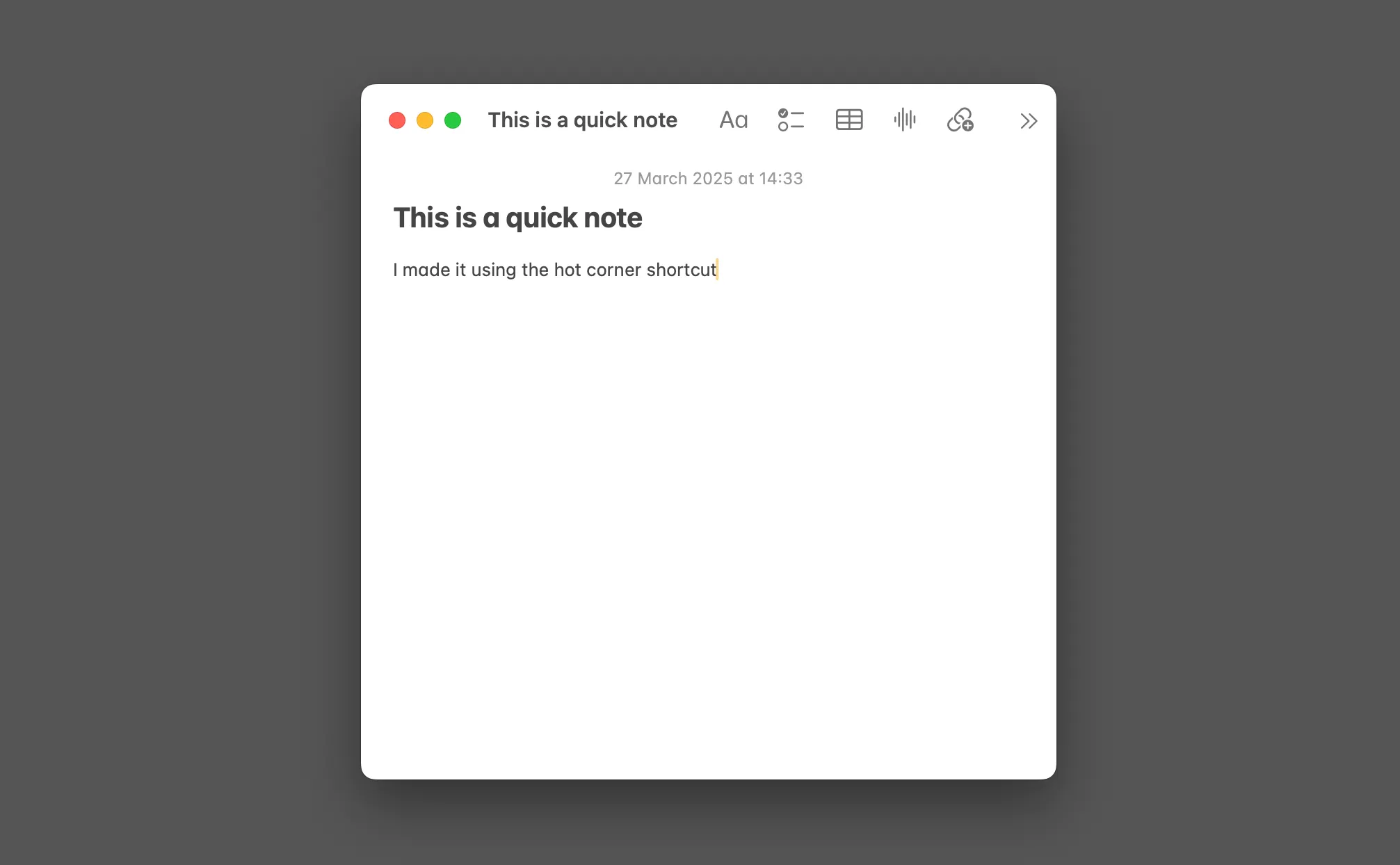 Sử dụng tính năng Ghi chú Nhanh (Quick Note) của Apple Notes qua Hot Corners