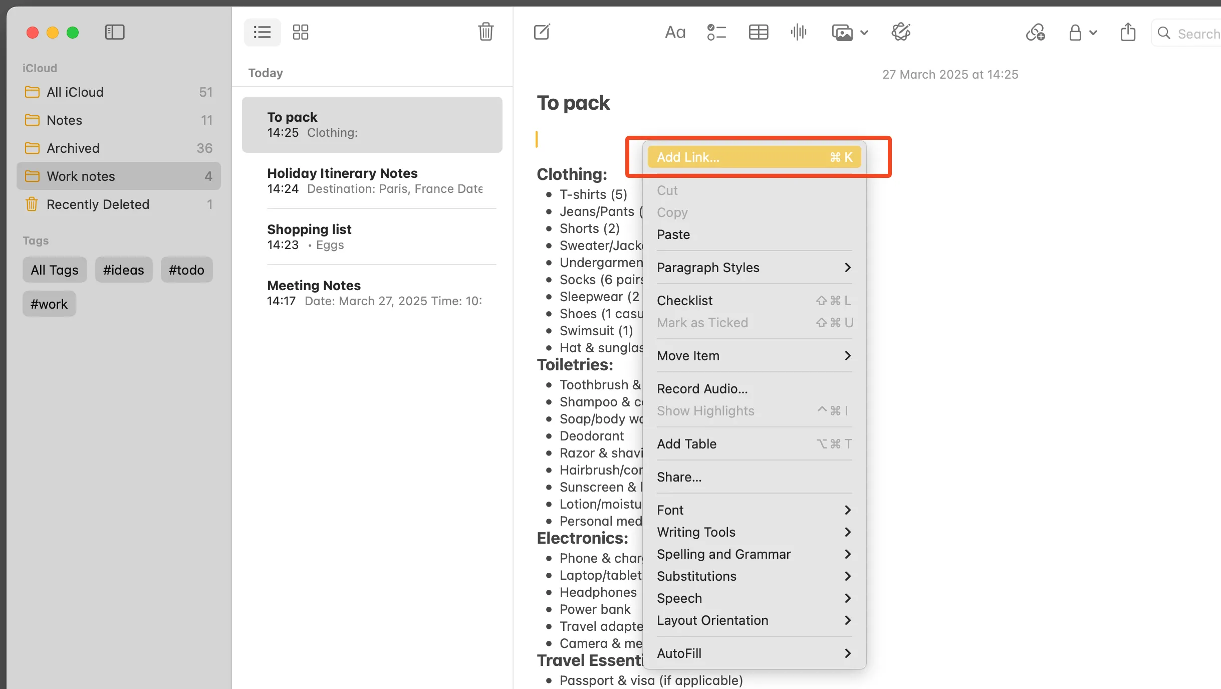 Tạo liên kết giữa các ghi chú trong Apple Notes để dễ dàng tham chiếu chéo
