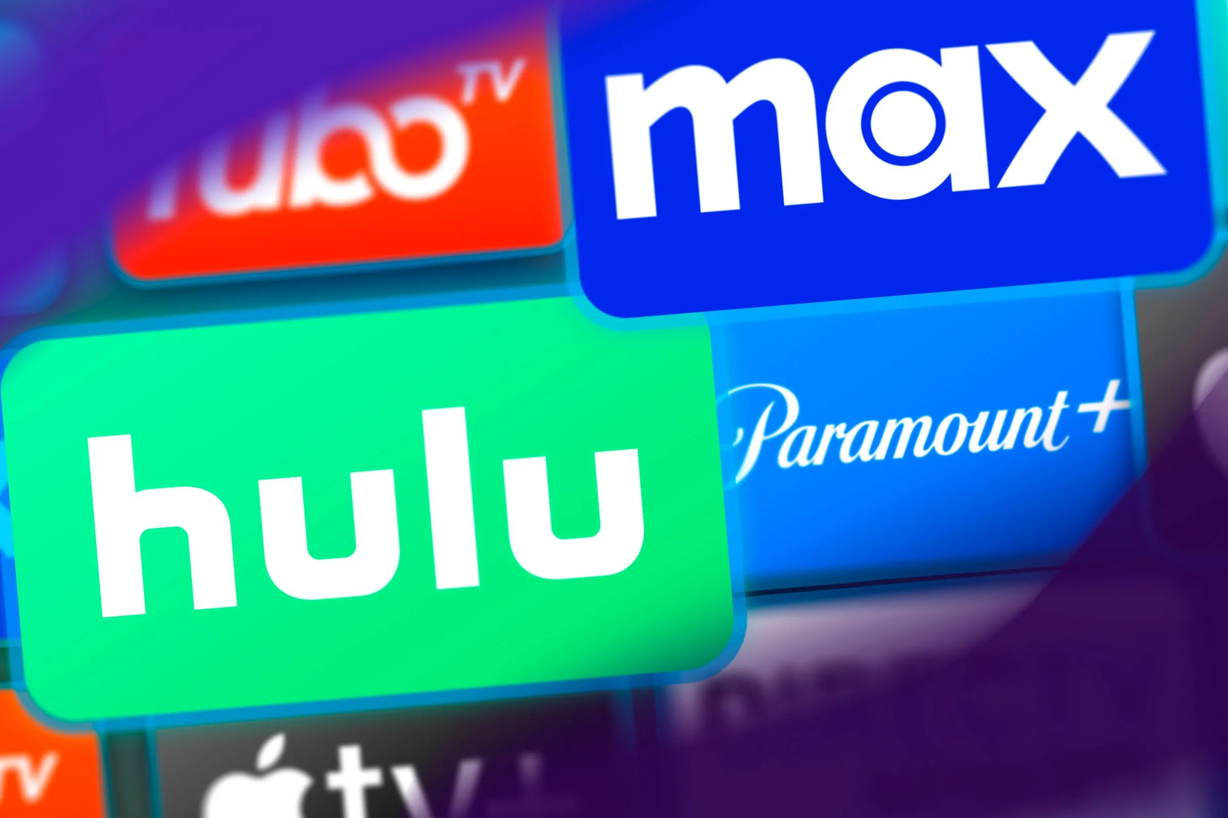 Tập hợp các logo dịch vụ streaming phổ biến như Netflix, Disney+, Spotify, HBO Max, YouTube Premium.