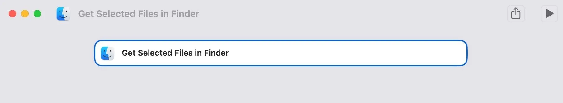 Thêm hành động &quot;Get Selected Files in Finder&quot; vào trình chỉnh sửa Phím tắt trên Mac.