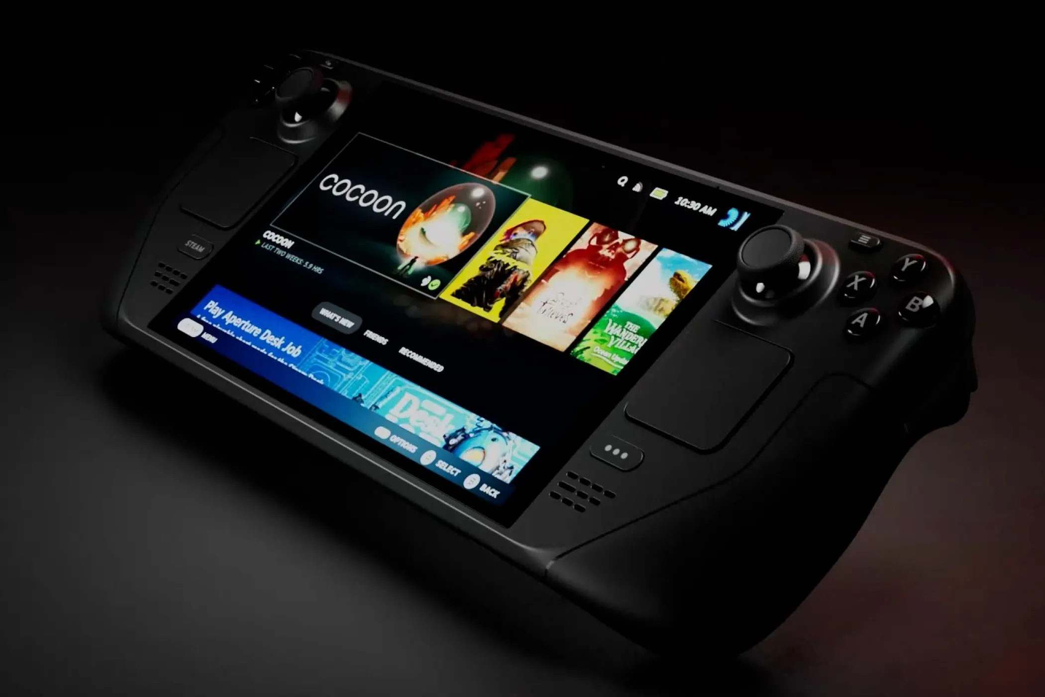 Thiết bị chơi game cầm tay Steam Deck OLED với màn hình hiển thị rõ nét, tượng trưng cho thành công của Valve trong việc tối ưu trải nghiệm gaming trên Linux thông qua Proton