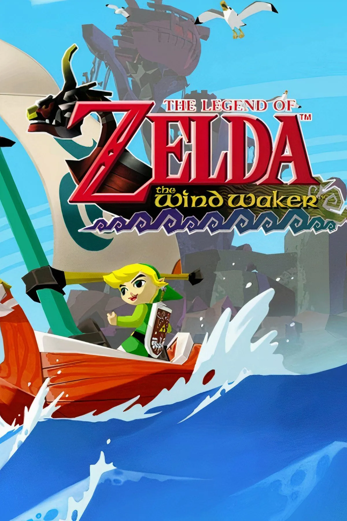 Tổng hợp ảnh từ The Legend of Zelda: The Wind Waker, với đồ họa cel-shaded và Link trên thuyền, có mặt trên Nintendo Switch 2 qua GameCube Classic.