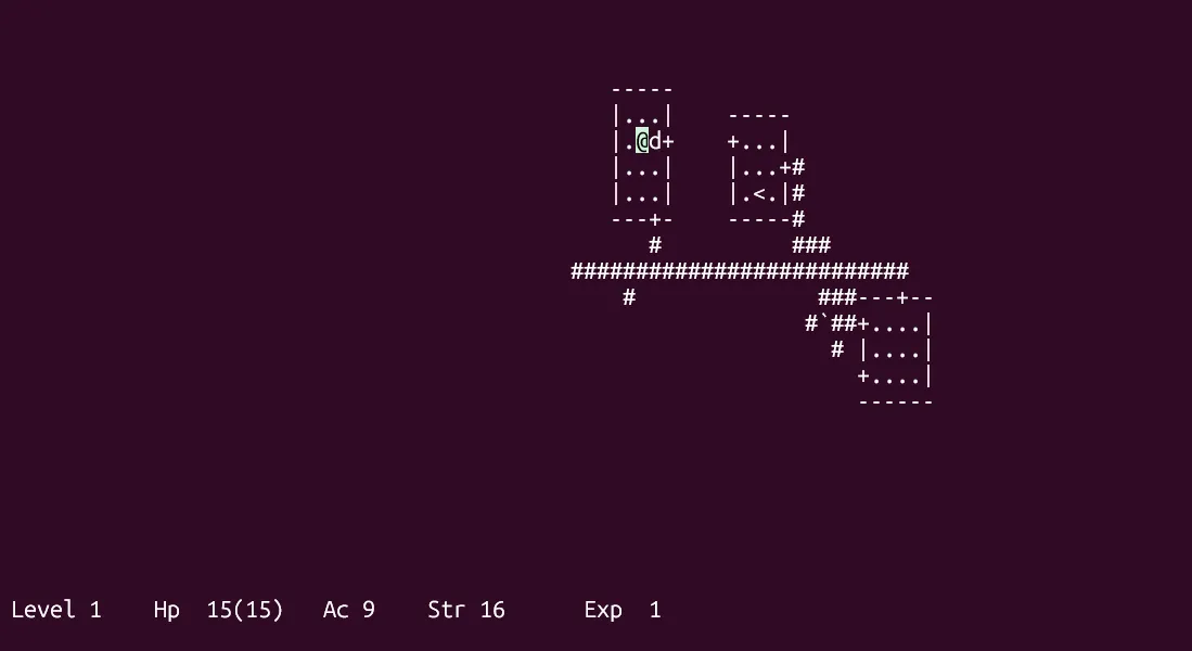Trò chơi Hack, một roguelike cổ điển của BSD game trên terminal