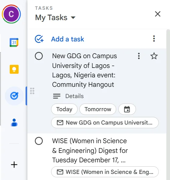 Tùy chỉnh tác vụ trong Google Tasks từ Gmail