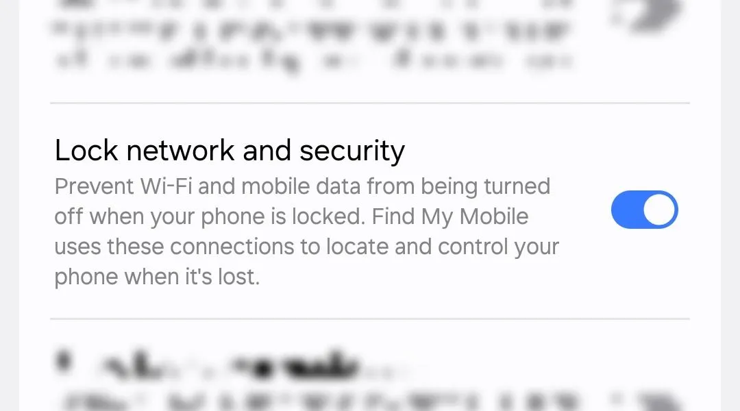 Tùy chọn khóa mạng và bảo mật trong cài đặt màn hình khóa an toàn trên điện thoại Samsung