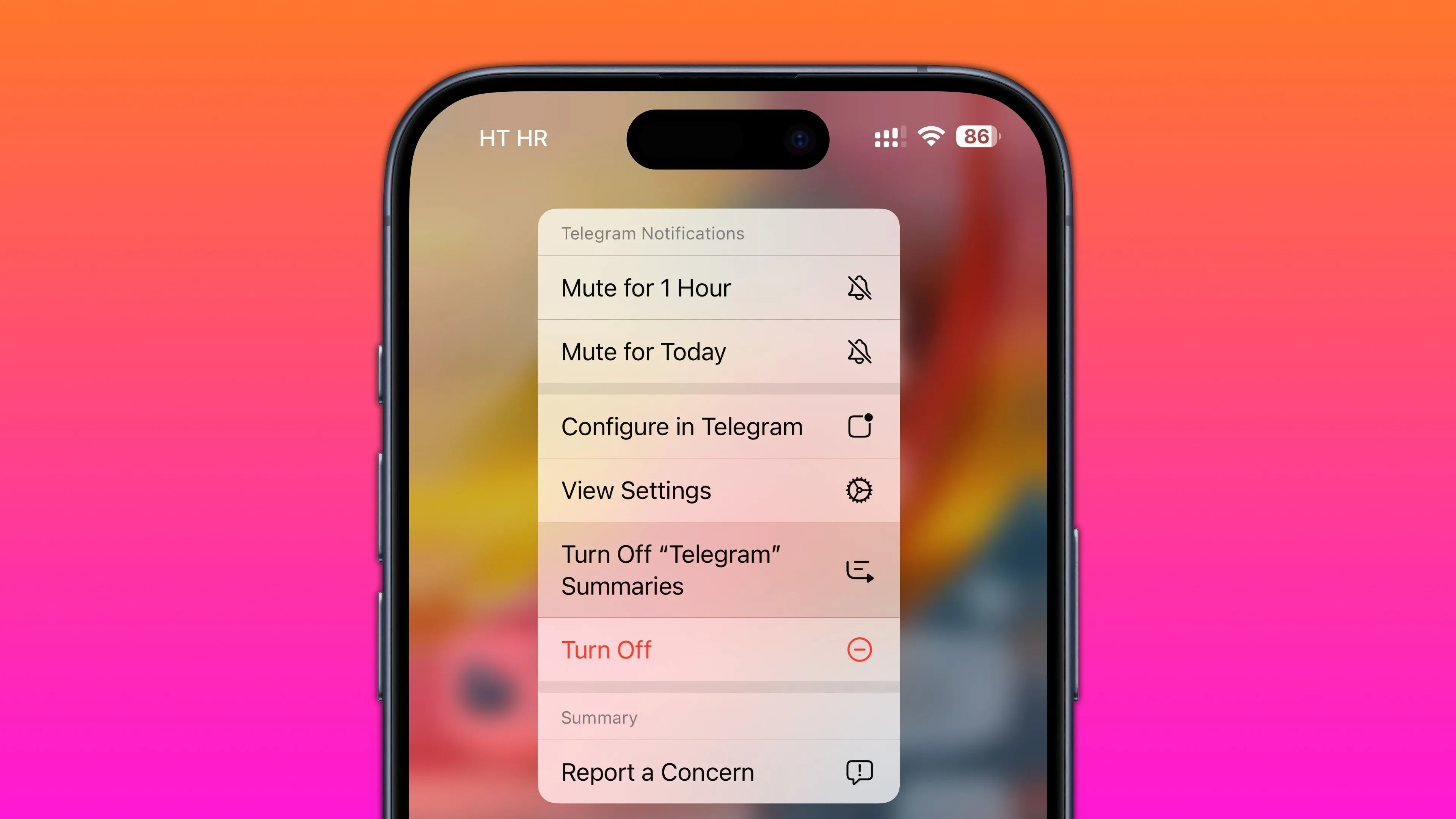 Tùy chọn tắt tóm tắt thông báo trực tiếp từ màn hình khóa trên ứng dụng Telegram iOS 18.3