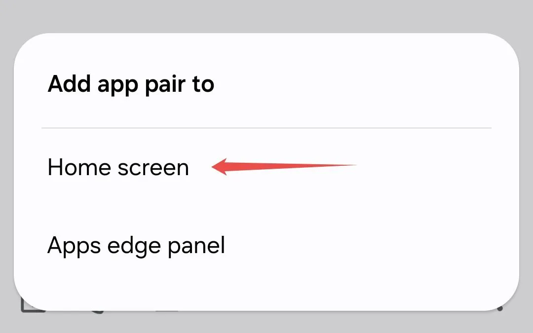 Tùy chọn thêm cặp ứng dụng (App Pair) vào màn hình chính Samsung
