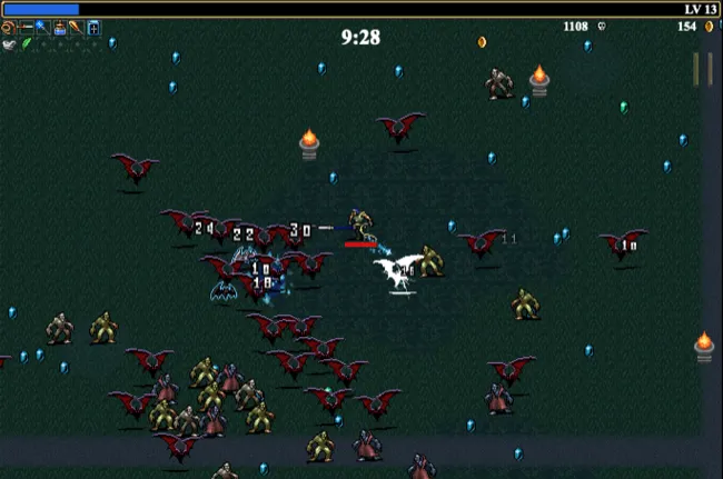 Vampire Survivors, trò chơi bắn quái vật theo phong cách bullet hell pixel retro