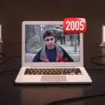 Video YouTube đầu tiên "Me at the zoo" đang phát trên màn hình laptop, đánh dấu sự phát triển của nền tảng xem video lớn nhất thế giới.