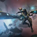 Warframe: Tenno chiến đấu trong khung cảnh khoa học viễn tưởng hoành tráng.