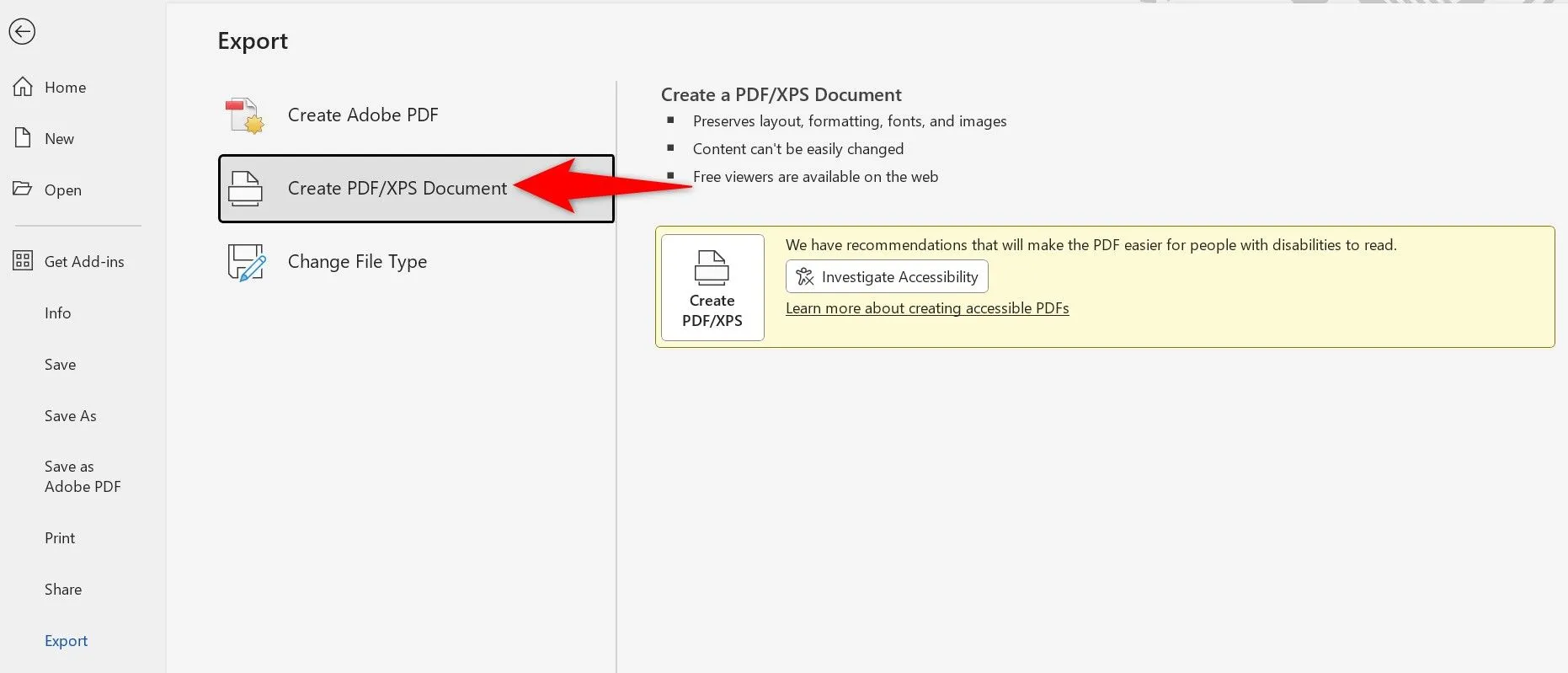 Xuất tài liệu Word sang định dạng PDF/XPS trong Microsoft Word
