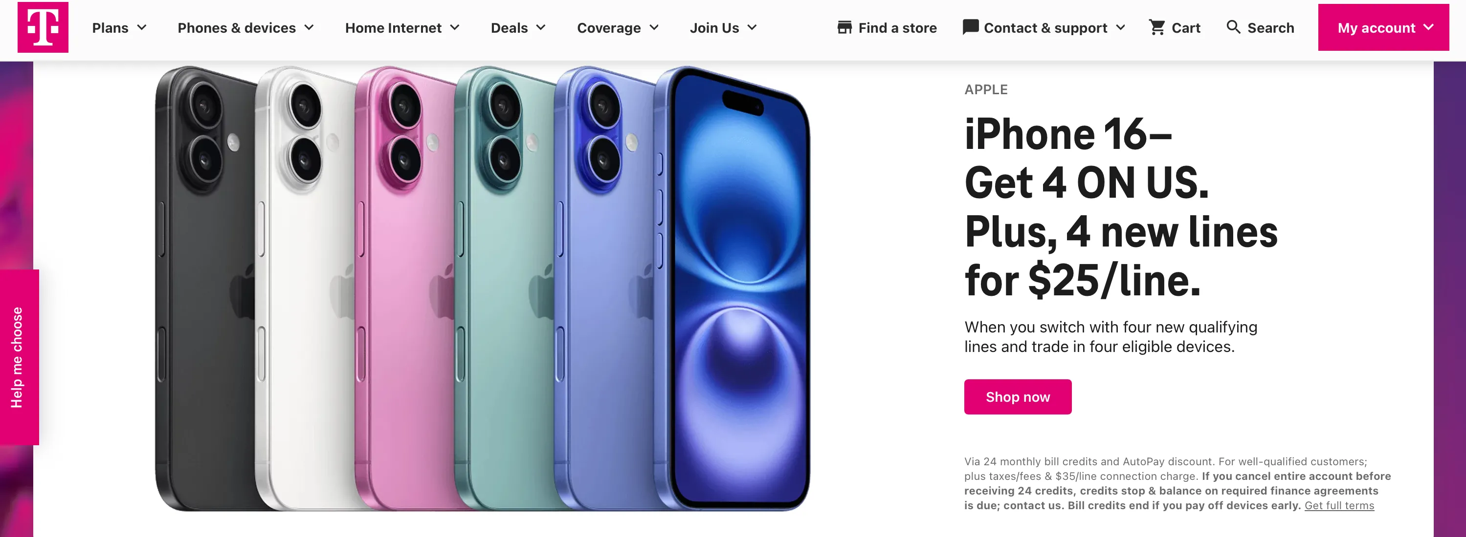 Ảnh chụp màn hình ưu đãi mua điện thoại iPhone mới nhất của nhà mạng, lưu ý đọc kỹ các điều khoản và phí ẩn trong phần chữ nhỏ