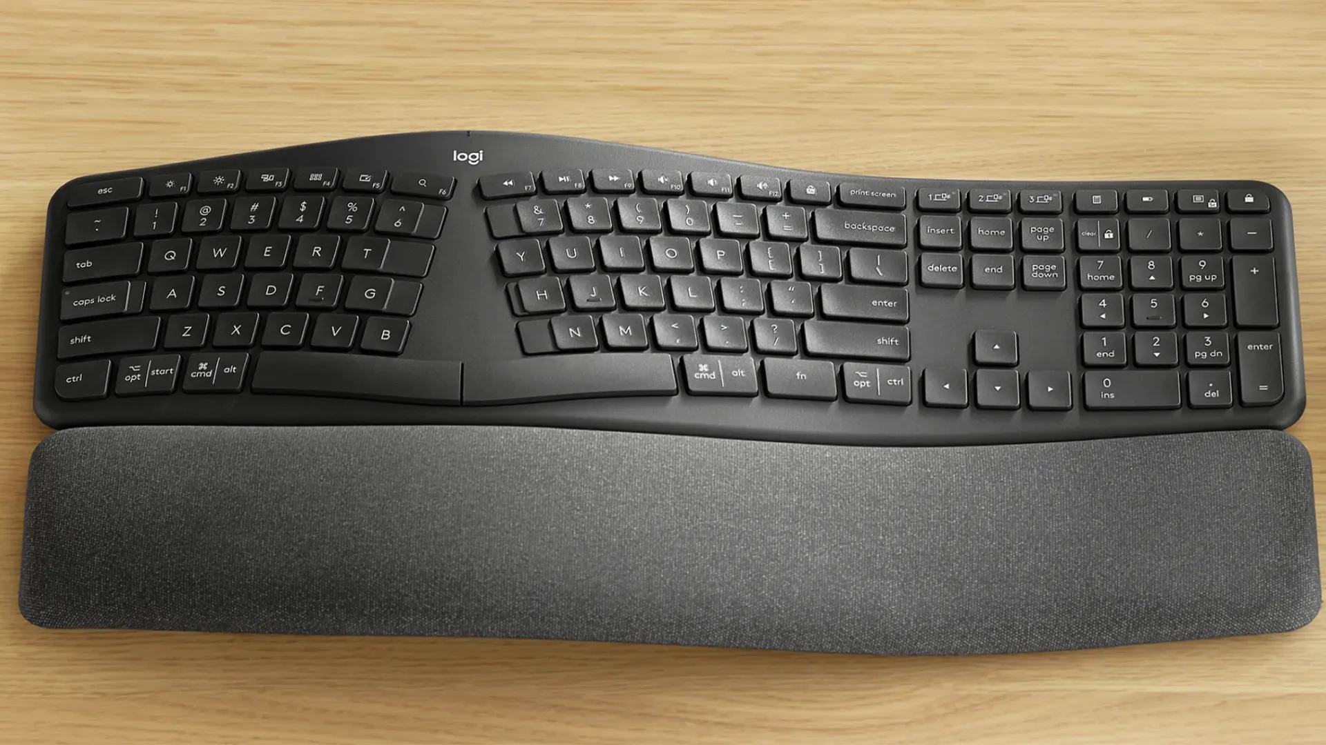 Bàn phím công thái học Logitech ERGO K860 với thiết kế phân tách và kê tay