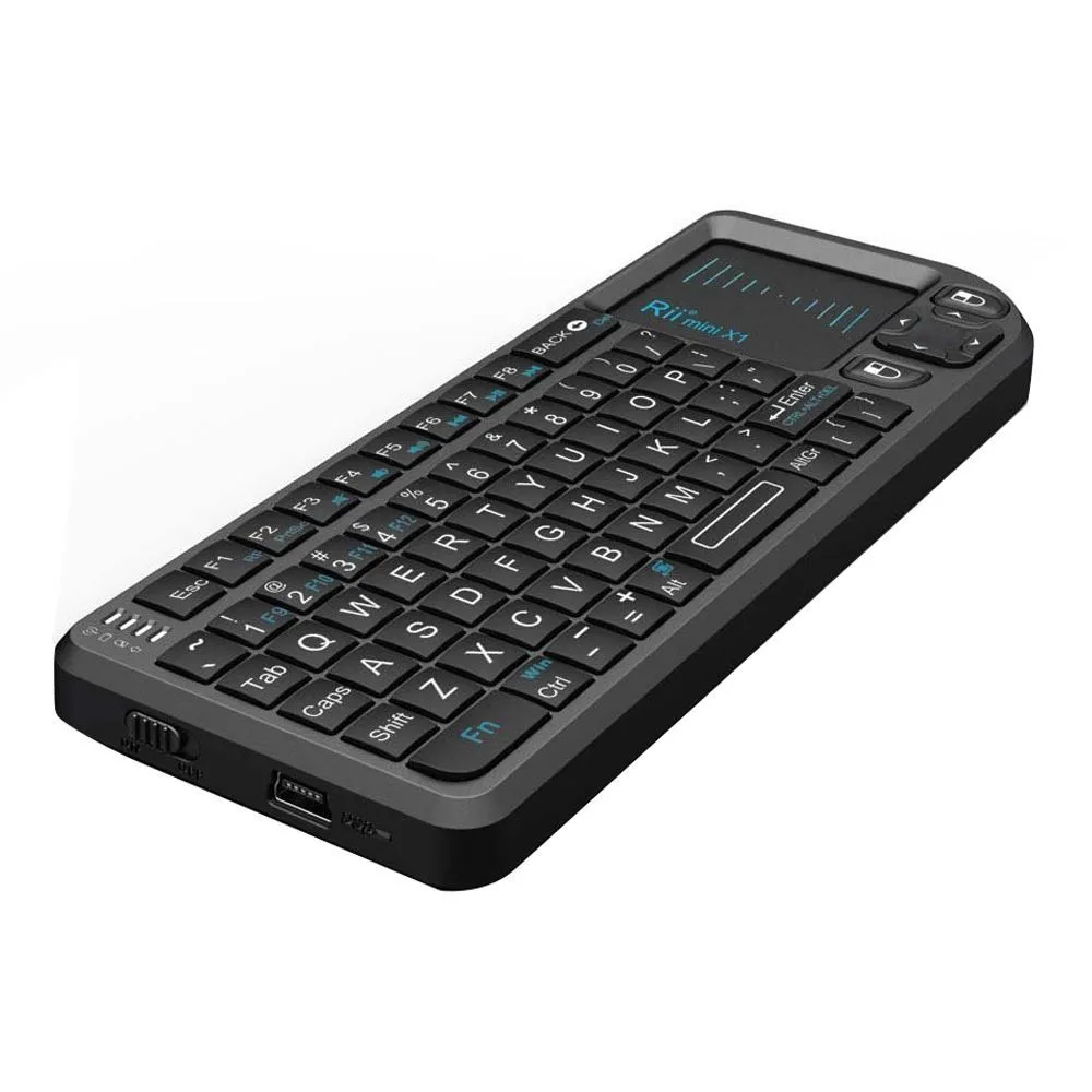 Bàn phím không dây Rii Mini X1 tích hợp touchpad, giải pháp nhỏ gọn thay thế bàn phím và chuột truyền thống cho mini PC console.