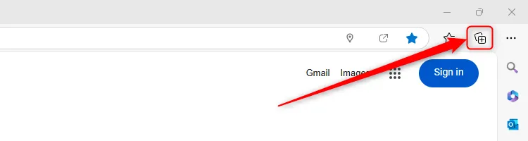 Biểu tượng Bộ sưu tập trong thanh ribbon của Microsoft Edge.
