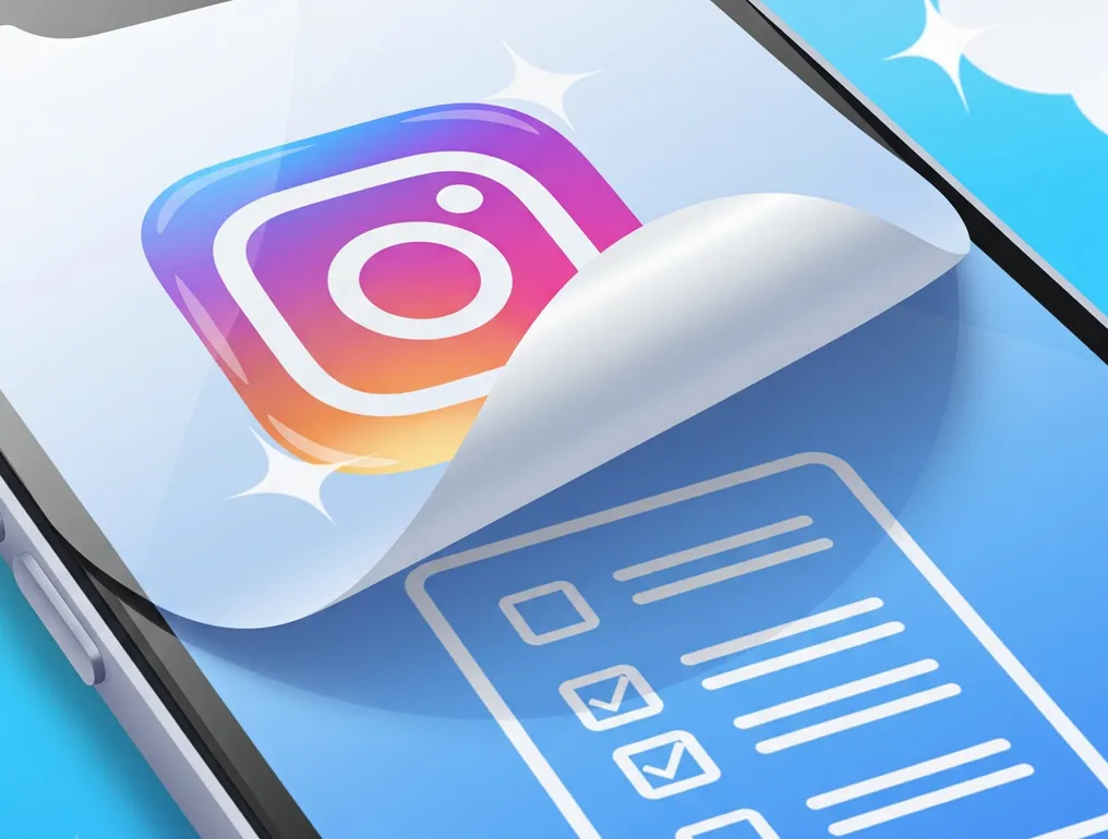 Biểu tượng Instagram lột ra để lộ ứng dụng danh sách việc cần làm, minh họa mẹo thay thế ứng dụng gây xao nhãng bằng phím tắt hữu ích.