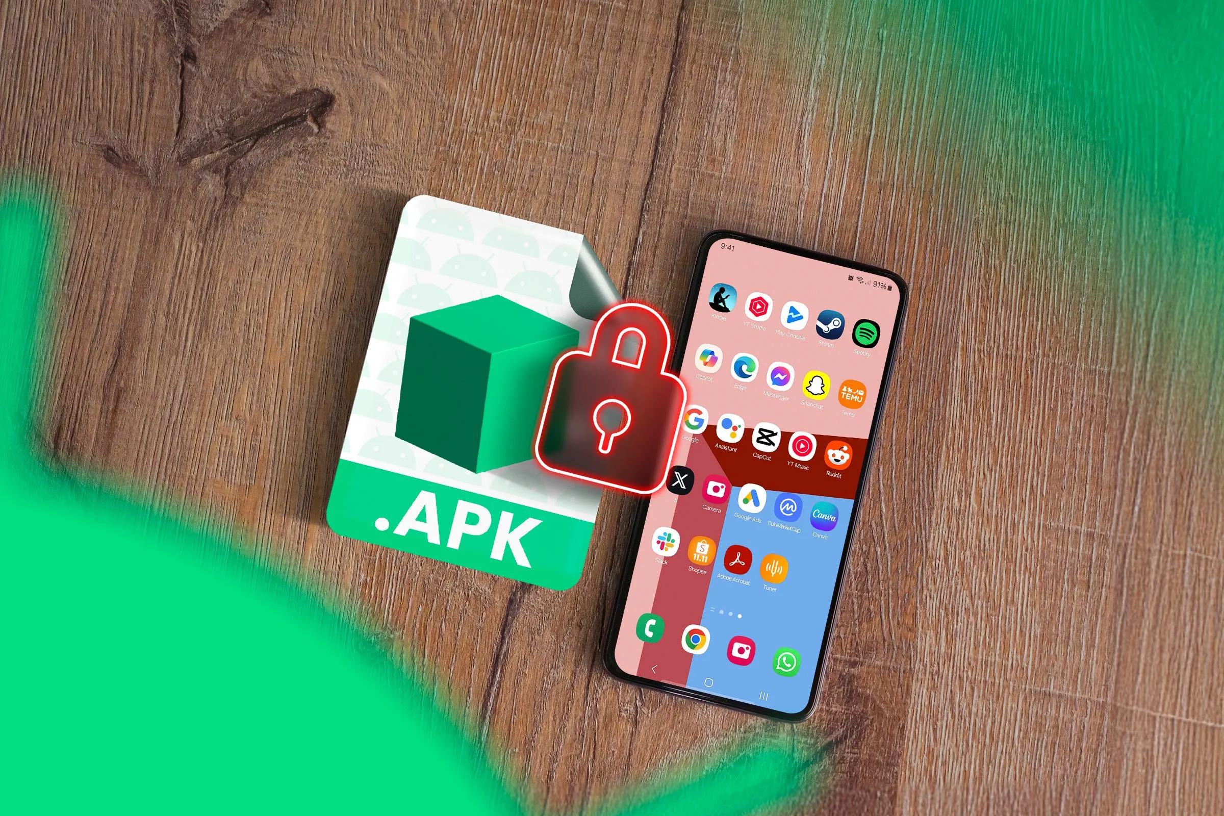 Biểu tượng khóa ứng dụng (App Lock) và smartphone, thể hiện phương pháp tạo &quot;tường kỹ thuật số&quot; để khóa app hiệu quả.