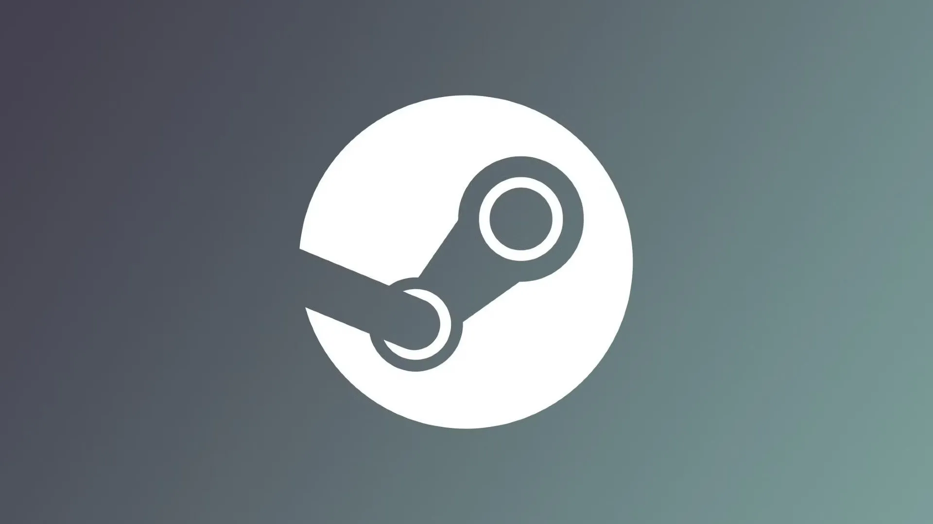 Biểu tượng Steam màu trắng nổi bật trên nền xám, tượng trưng cho vị thế thống lĩnh của nền tảng này trong thị trường game PC mà Google Play Games đang hướng tới cạnh tranh.