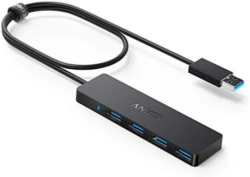 Bộ chia USB Hub Anker 4 cổng Ultra Slim USB 3.0, giúp mở rộng số lượng cổng USB khả dụng trên console Xbox Series X|S cho nhiều thiết bị ngoại vi.
