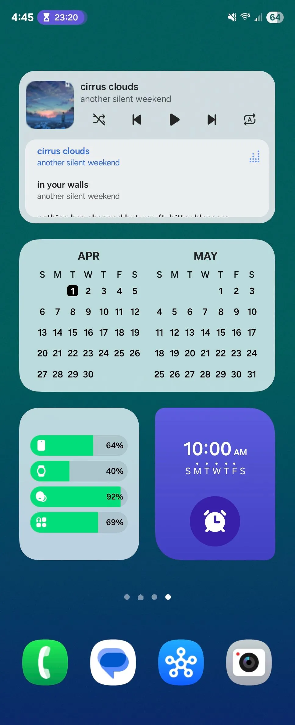 Bố cục màn hình chính Samsung One UI 7 với nhiều widget được sắp xếp khoa học và thẩm mỹ