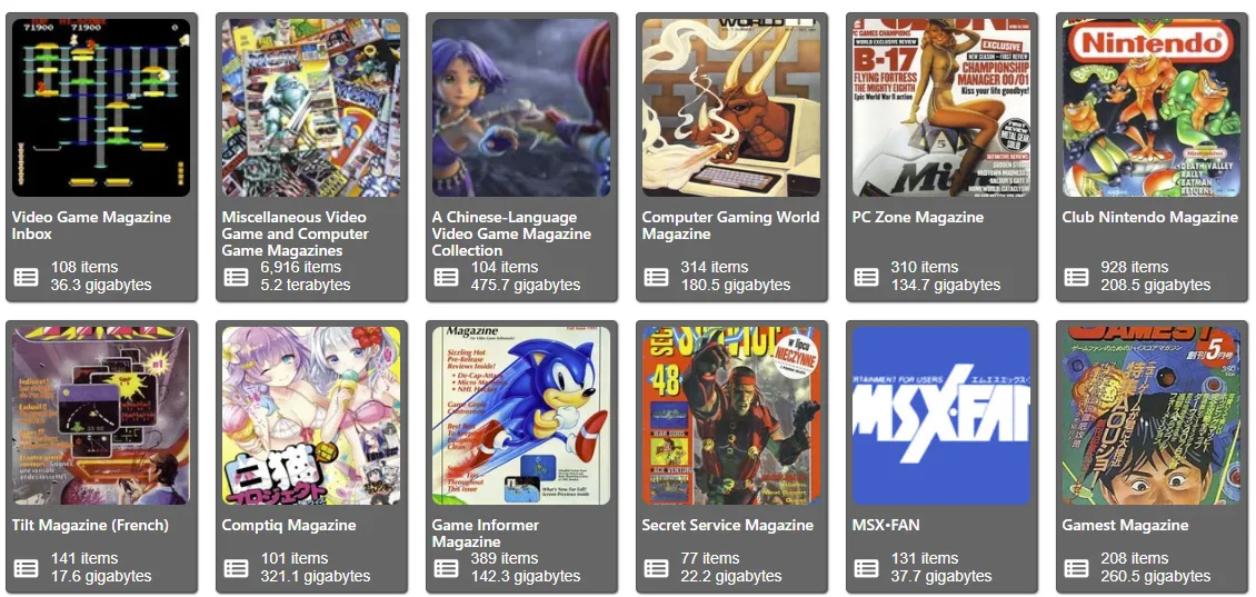 Bộ sưu tập tạp chí game cũ được lưu trữ trên Internet Archive