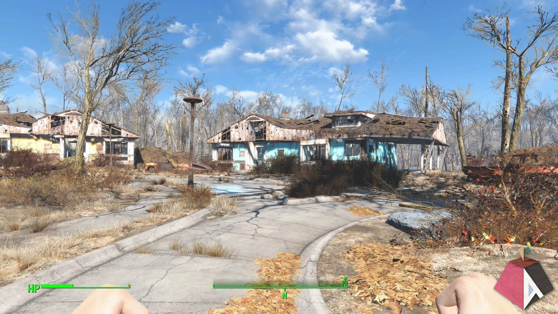 Bối cảnh hoang tàn của vùng đất Capital Wasteland trong Fallout 4, minh họa kỹ năng kể chuyện môi trường sau thảm họa