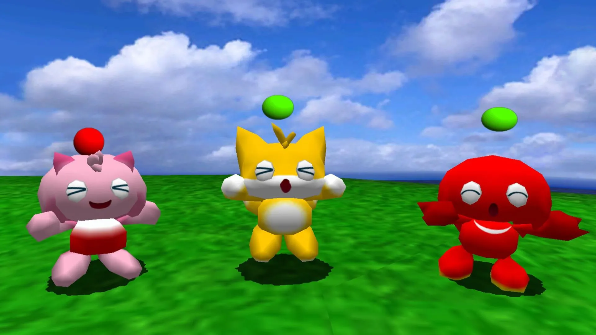Các Chao đặc biệt của Amy, Tails và Knuckles trong Sonic Adventure 2, minh họa tiềm năng cá nhân hóa Chao.