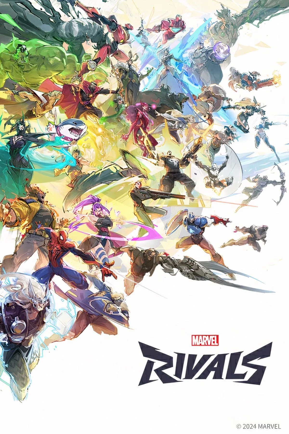 Các siêu anh hùng Marvel từ Marvel Rivals đang giao chiến trong một cảnh hành động