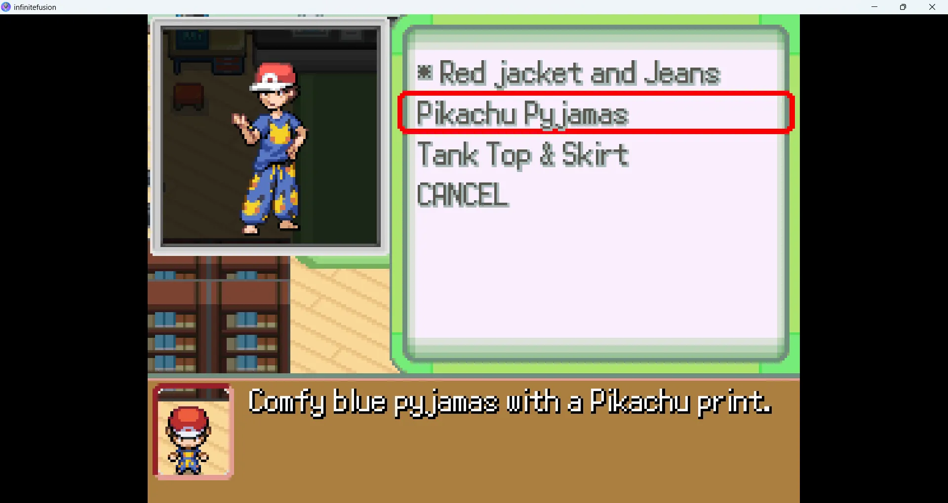 Các tùy chọn trang phục phong phú cho nhân vật trong Pokémon Infinite Fusion.