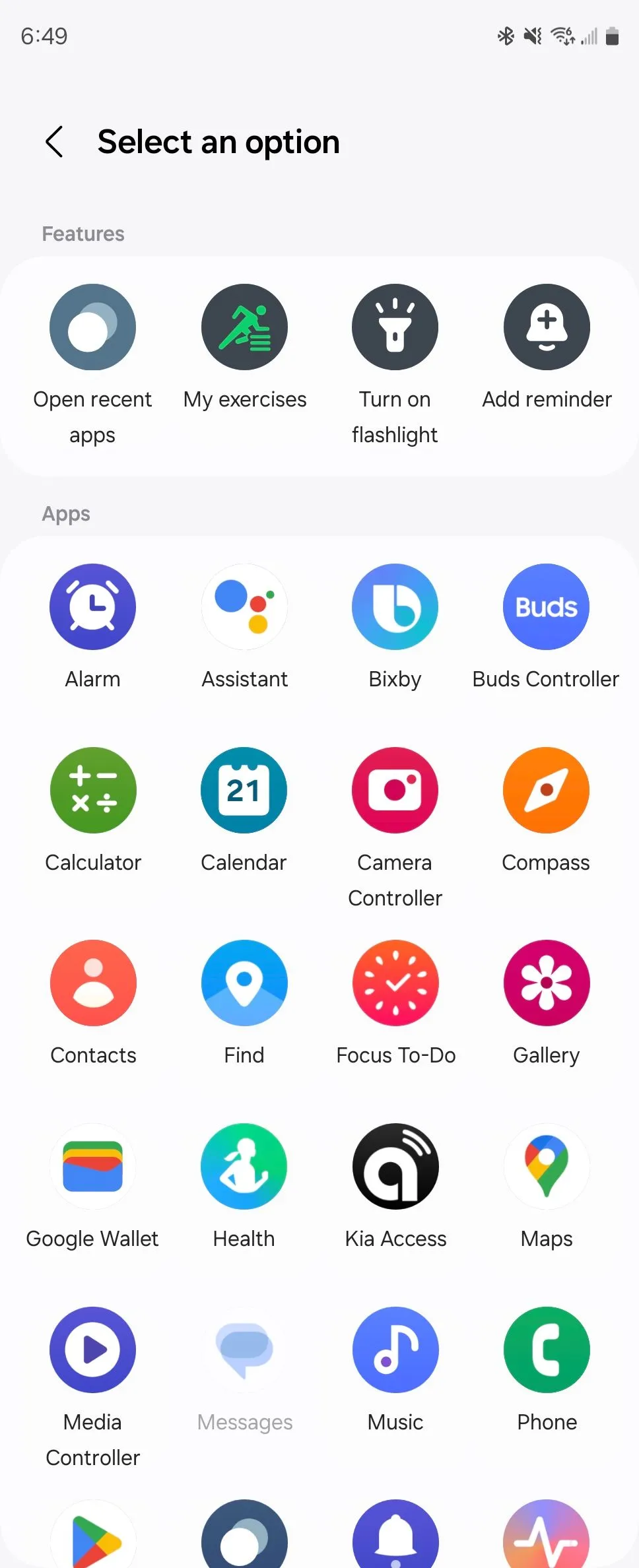 Chọn ứng dụng để mở bằng cử chỉ Knock Knock trên Galaxy Watch qua ứng dụng Samsung Wearable