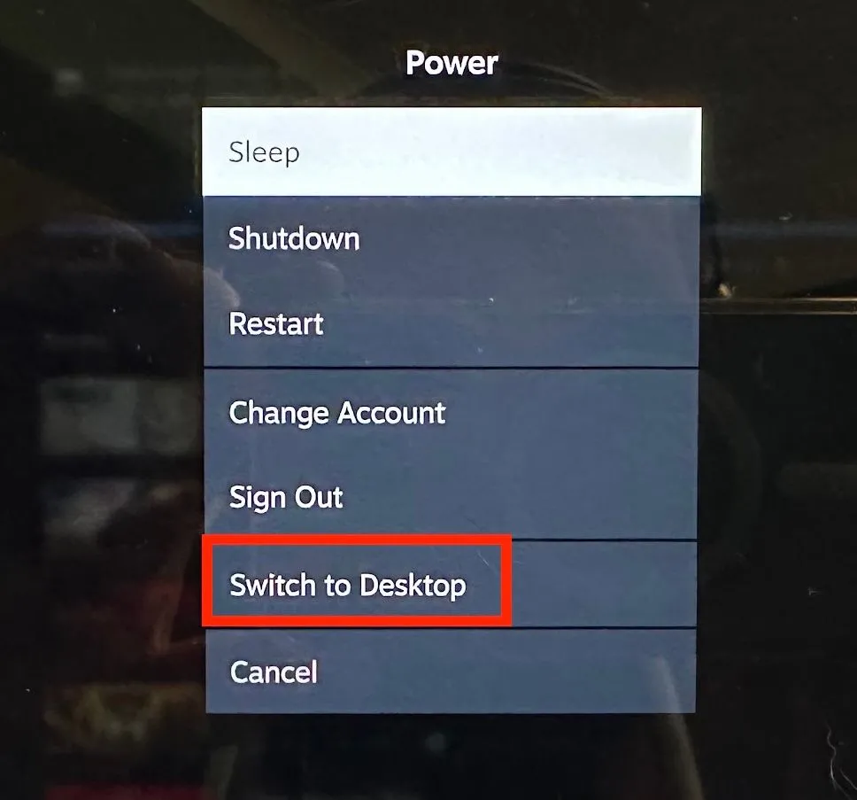 Chuyển Steam Deck sang Chế độ Desktop để cài đặt KVM ảo.