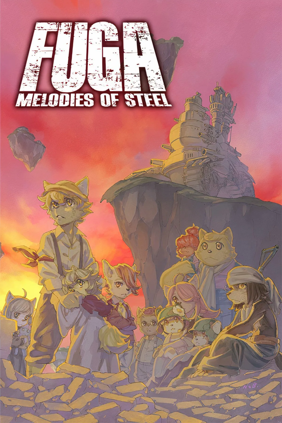 Collage quảng bá nhân vật và cơ giáp trong Fuga: Melodies of Steel.