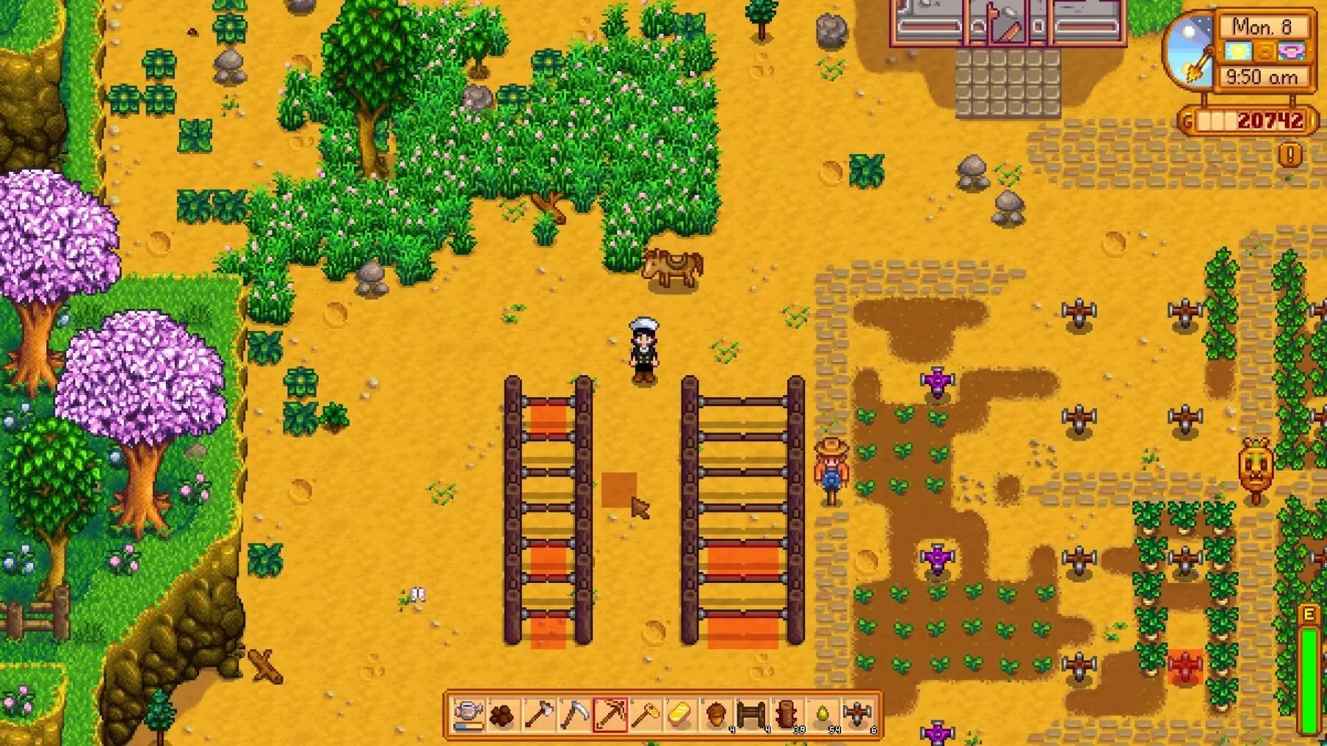 Cổng tự động trên nông trại trong Stardew Valley, giúp quản lý vật nuôi dễ dàng hơn với Automatic Gates Mod