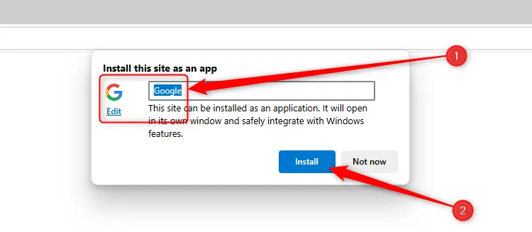 Cửa sổ Cài đặt Trang này dưới dạng ứng dụng trong Microsoft Edge.