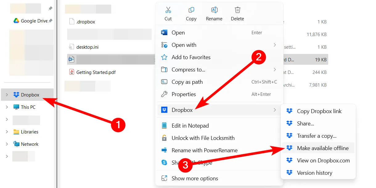Đặt tệp ngoại tuyến trong Dropbox