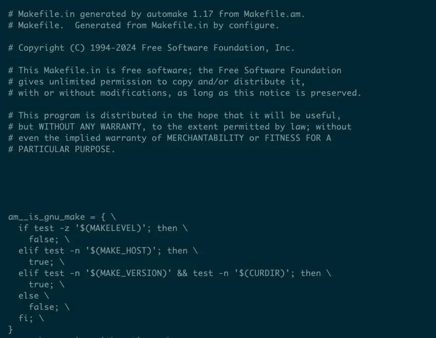 Đoạn trích từ file Makefile tự động tạo của dự án htop trên Linux