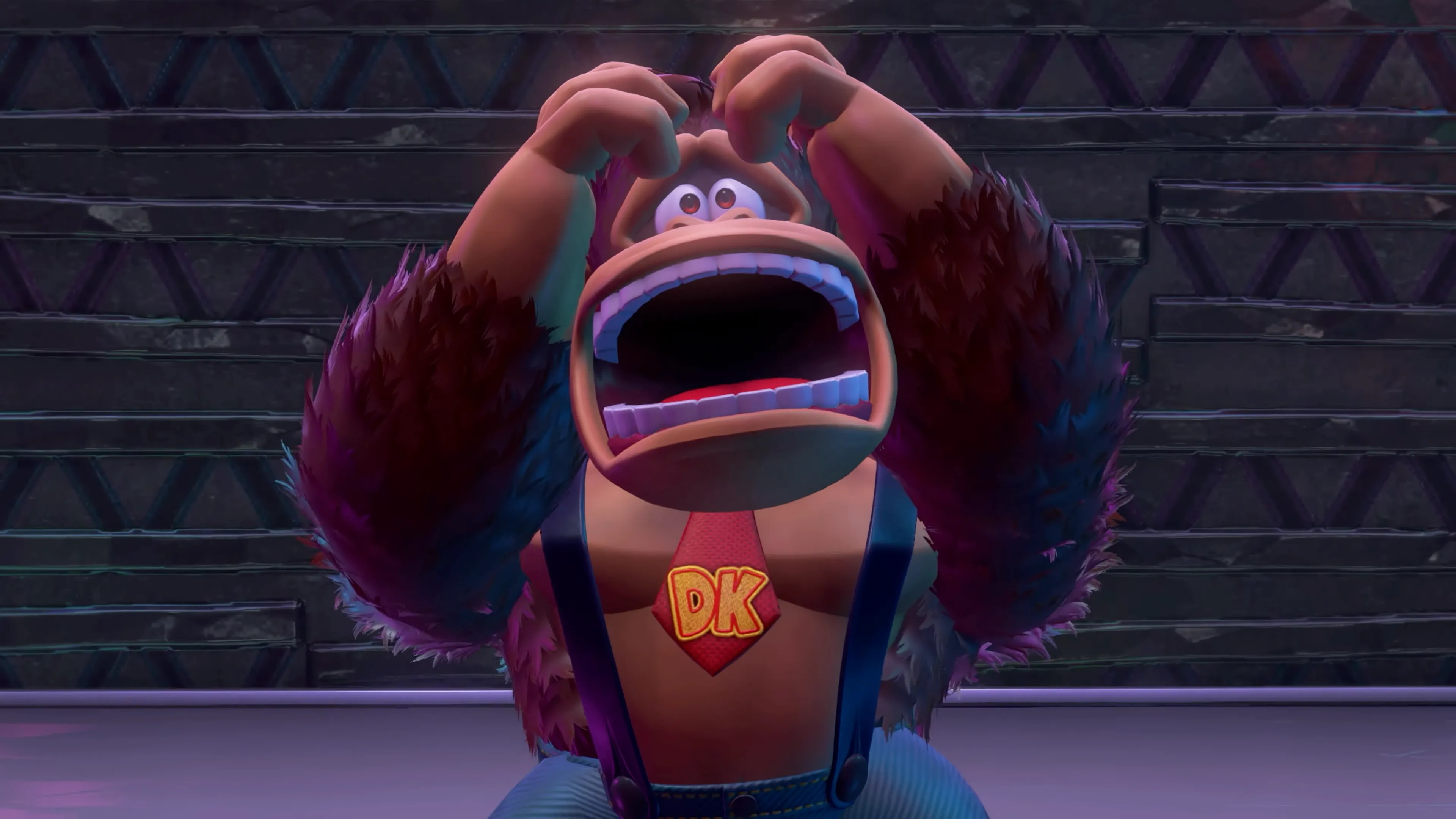 Donkey Kong với biểu cảm đau khổ trong game Donkey Kong Bananza, thể diện sự thất vọng về buổi ra mắt Nintendo Switch 2