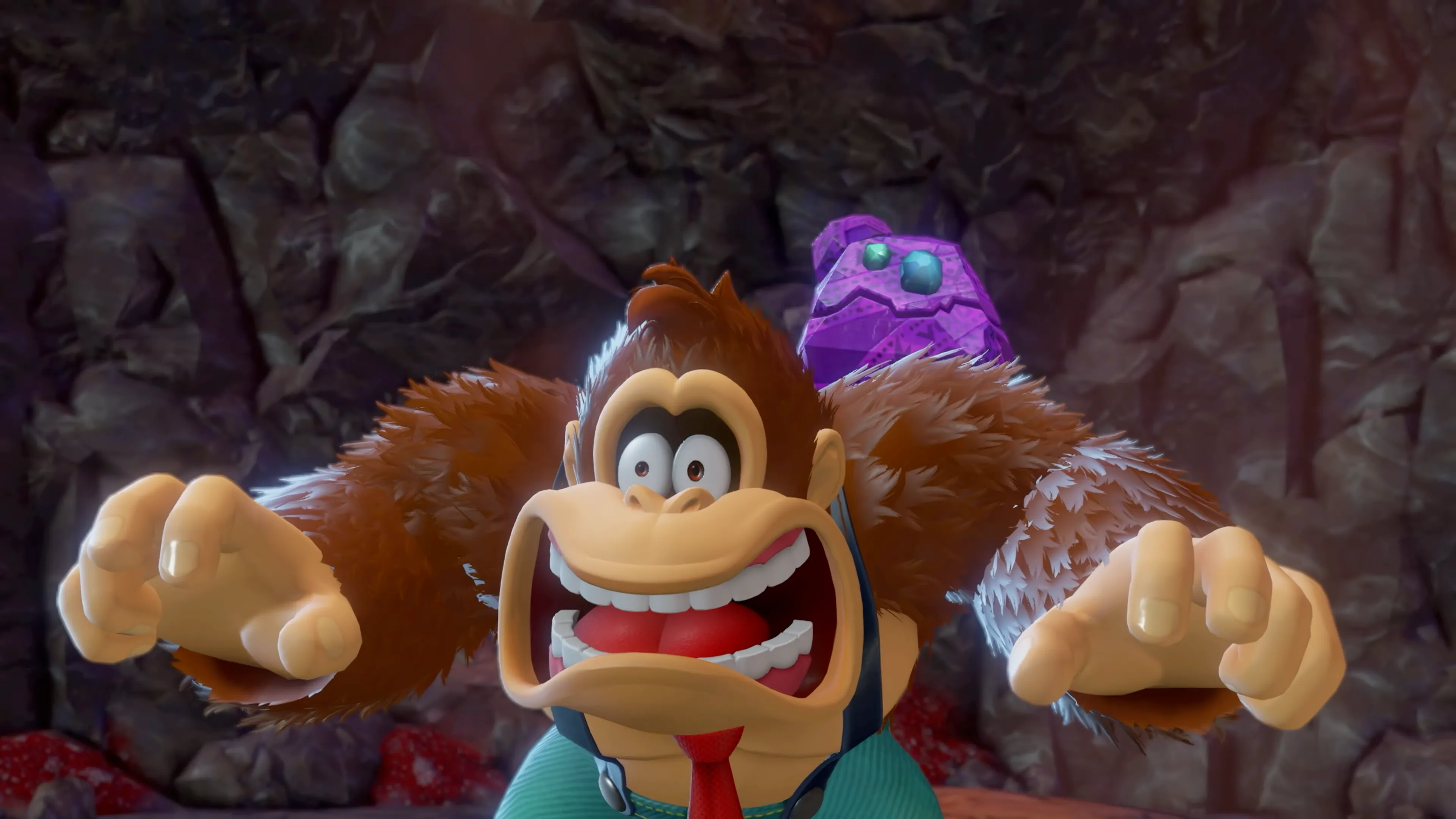 Donkey Kong với biểu cảm ngạc nhiên trong Donkey Kong Bananza, đại diện cho những kỳ vọng chưa được đáp ứng về game Switch 2