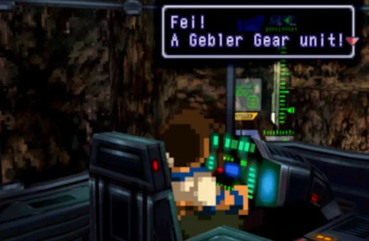 Fei trong game Xenogears đang đứng giữa môi trường 3D.