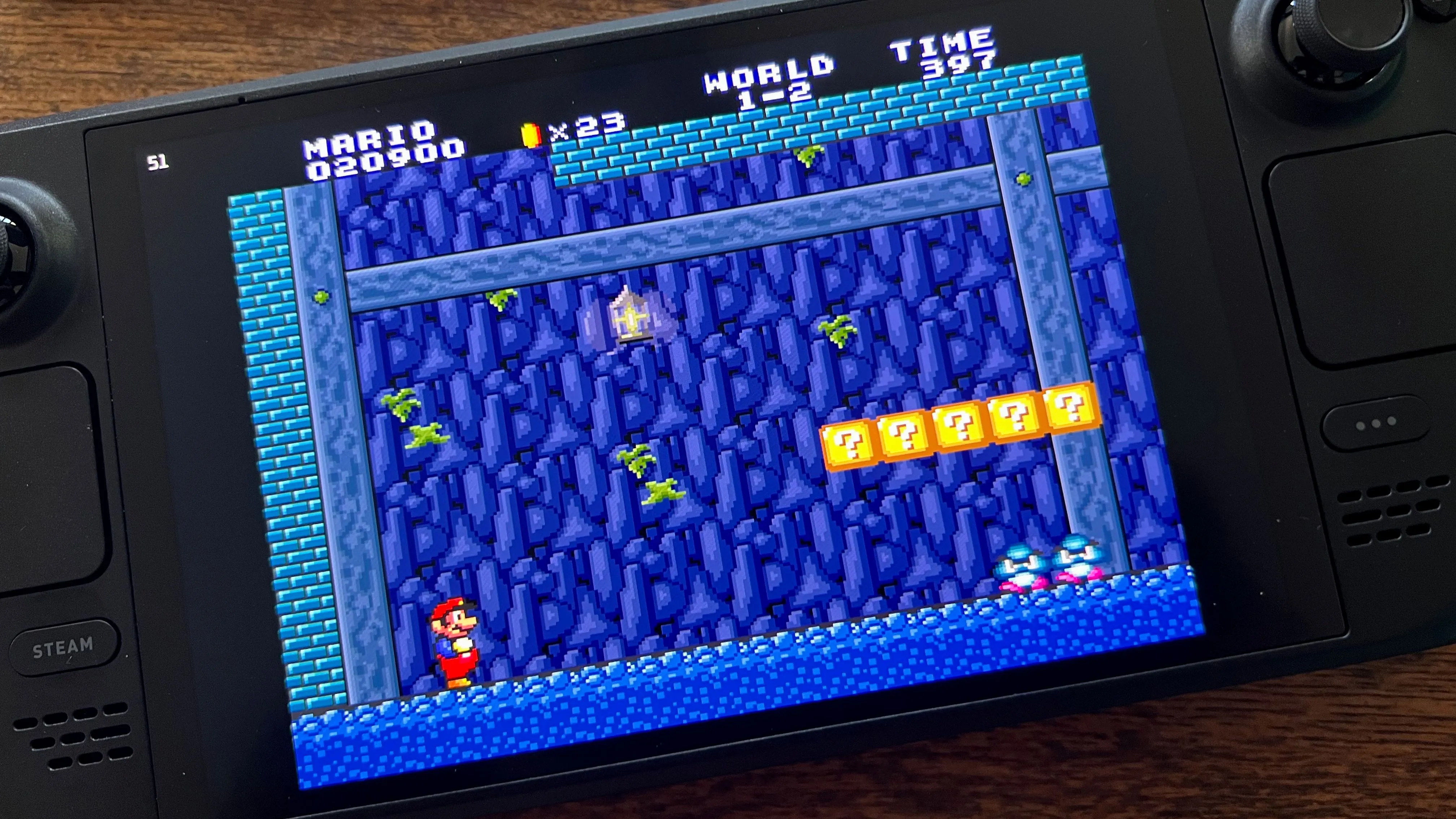 Game Super Mario All-Stars đang chạy trên thiết bị Steam Deck