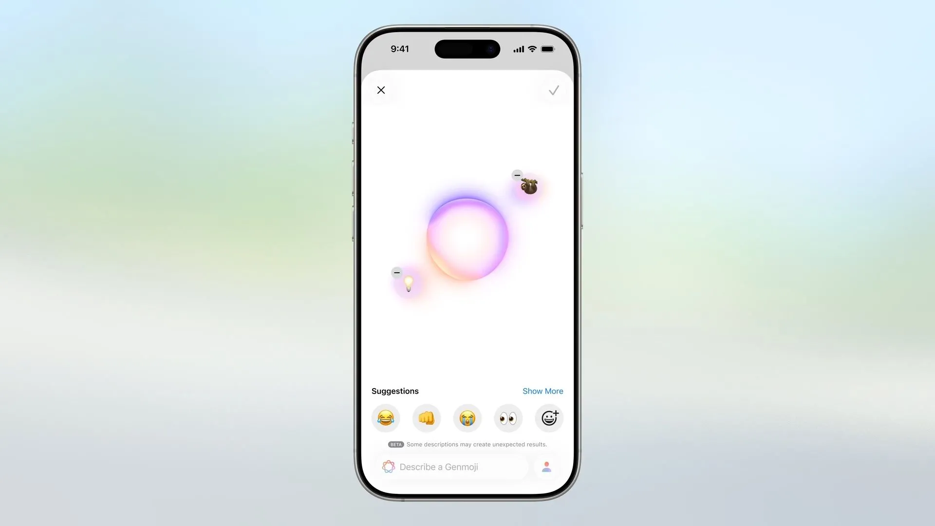 Genmoji trên iPhone kết hợp hai ký tự biểu tượng cảm xúc trong iOS 26.